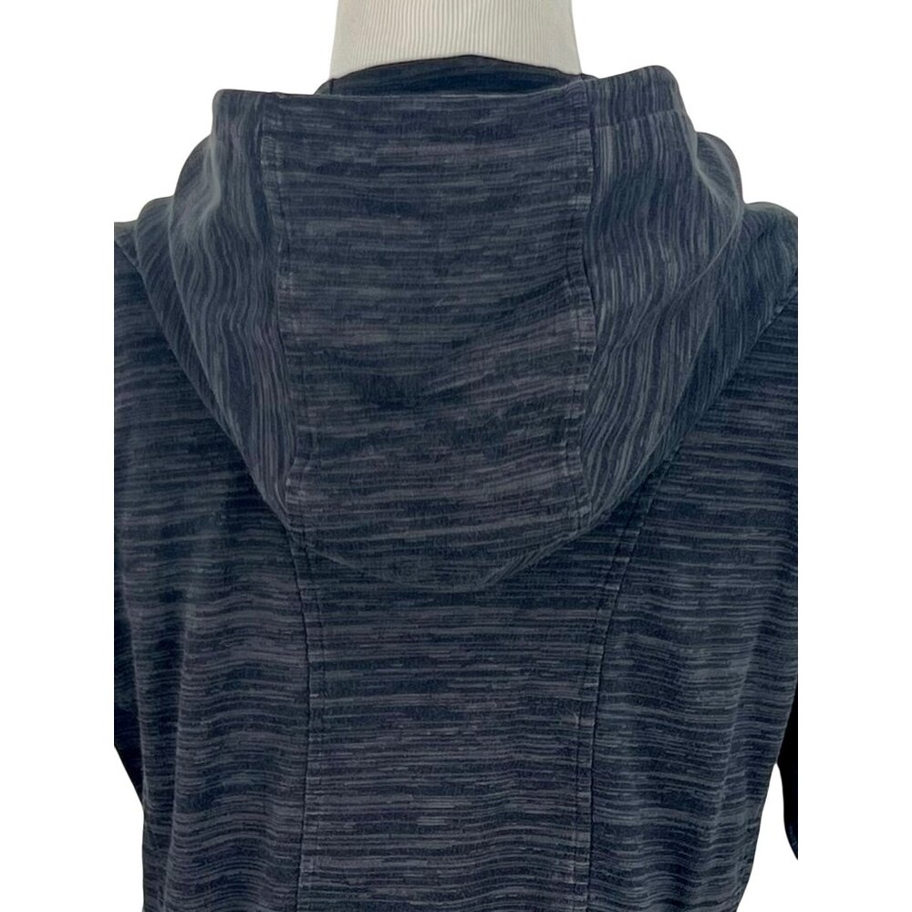 Athleta Gray Cinch Hem Thumbholes Ribbed Knit Inner Layer Zip Up Hoodie Sweater - Picture 9 of 16